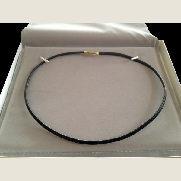 Black Leather & Gold Necklace