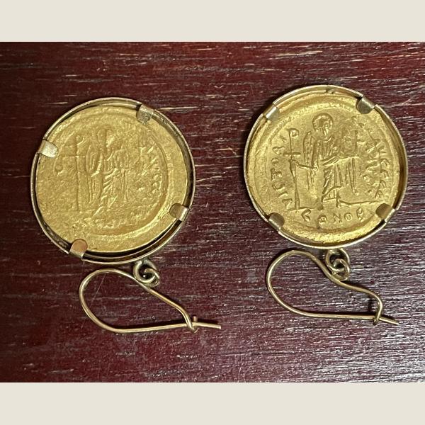 Ancient Byzantine Gold Coin Earrings