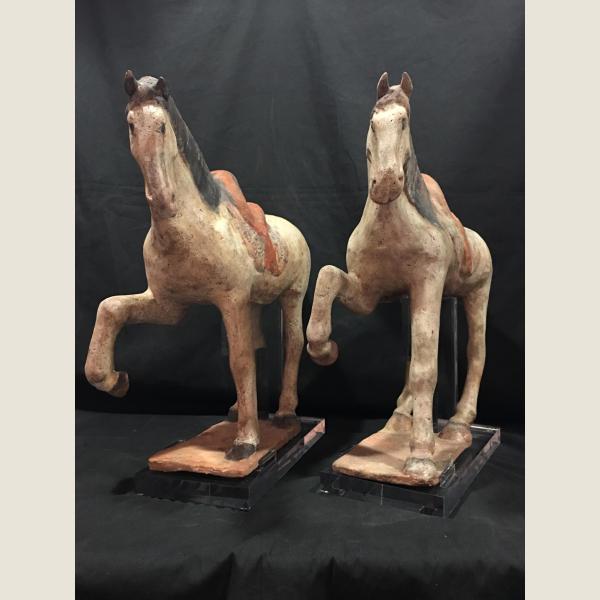 Ancient Chinese Tang Dynasty Pair of Horses 
