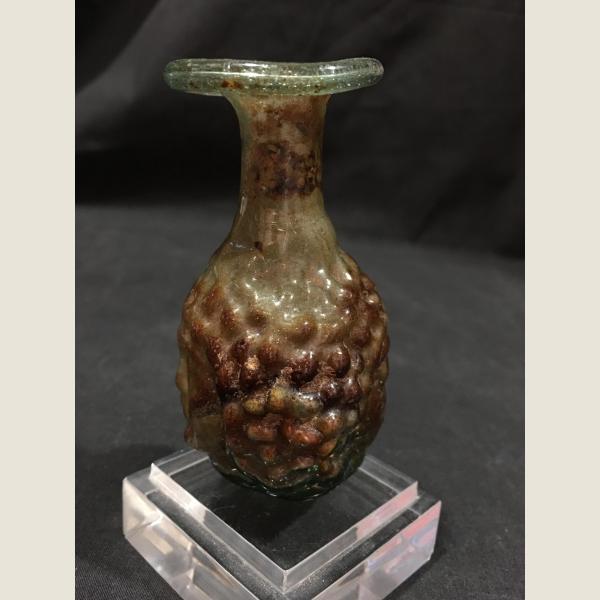 Ancient Roman Glass Janus Head Aryballos