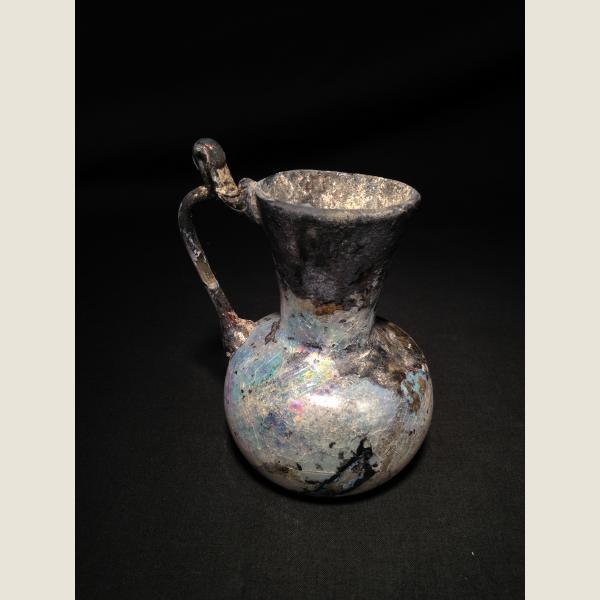 Ancient Roman Glass Looped Handled Pitcher